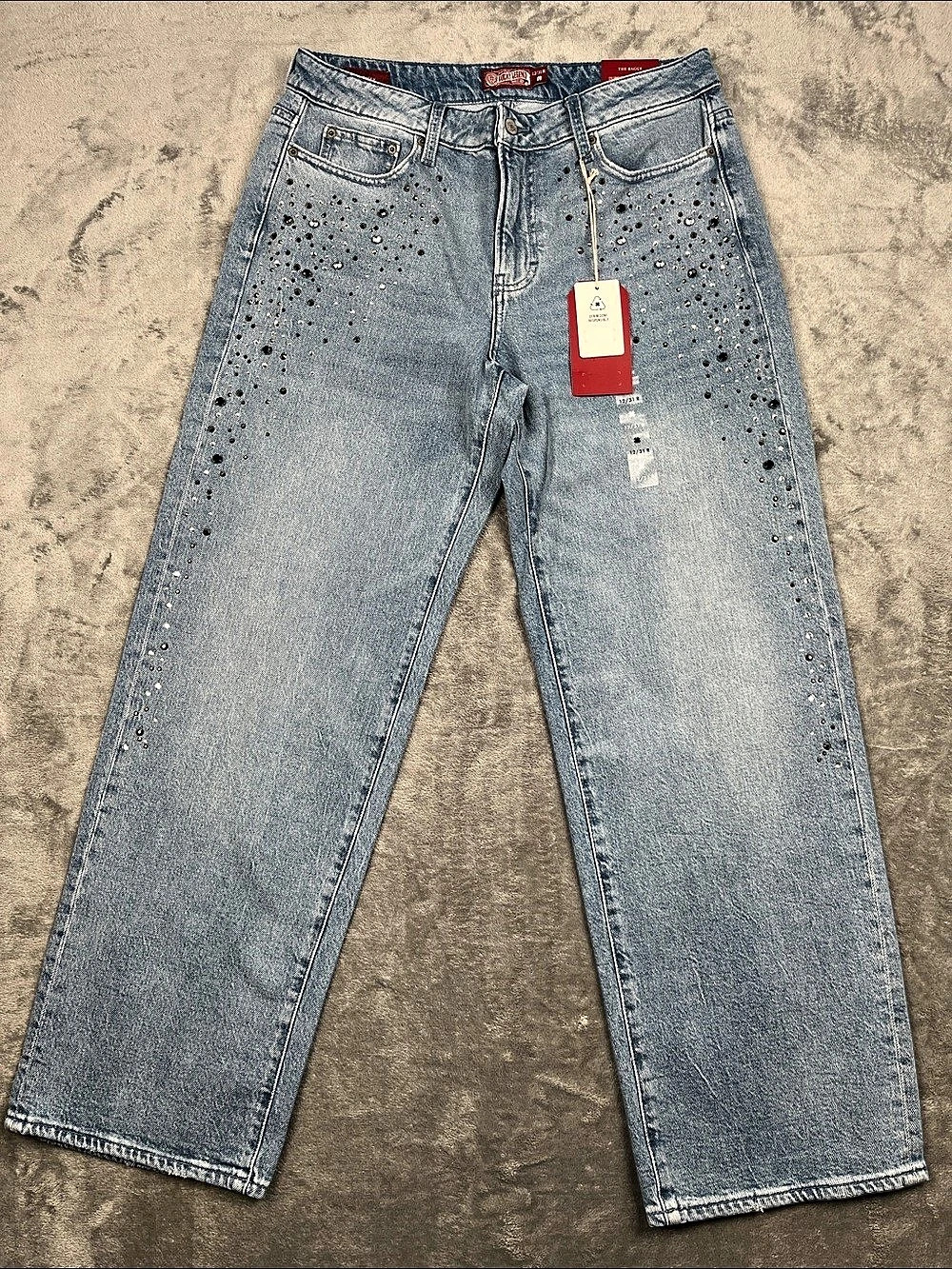 NEW Lucky Brand 12, 31 The Baggy Lucky Legend Embellished Straight Leg Jeans